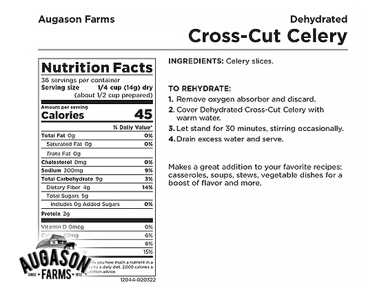 Augason Farms: Dehydrated Cross-Cut Celery Can
